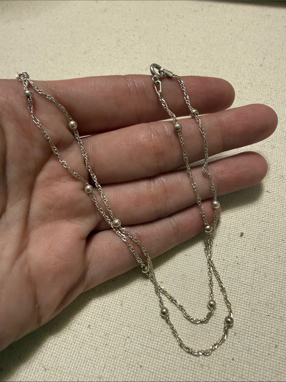 Sterling Silver 925 Italy Strand Bead Necklace 17’ in